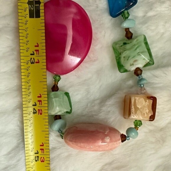 Multi-Colored Mixed Glass Beads & Stone Necklace - Picture 9 of 9
